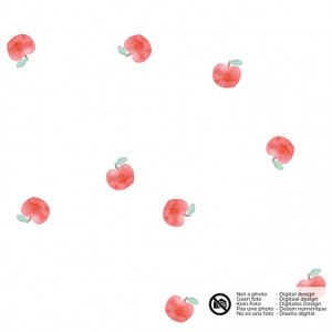 cotton muslin digital printed apples offwhite