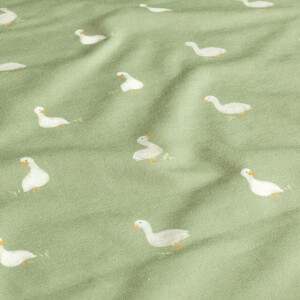 cotton jersey digital print geese olive green
