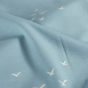 cotton jersey birds baby blue