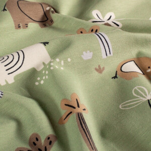 cotton jersey elephants olive green