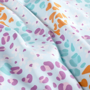 cotton jersey flower pattern aqua