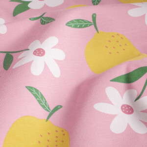 cotton jersey lemons pink
