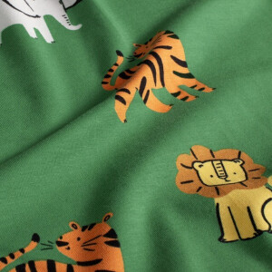 cotton jersey animals green