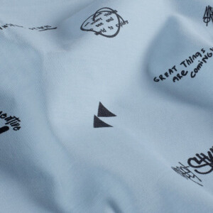 cotton jersey texts baby blue