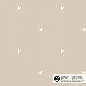 cotton poplin hearts beige