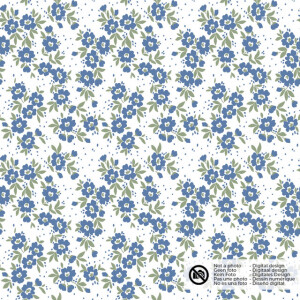 cotton poplin flowers indigo