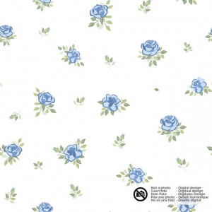 cotton poplin flowers indigo