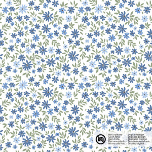 cotton poplin flowers indigo