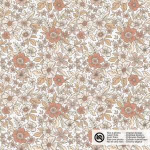 cotton poplin flowers beige