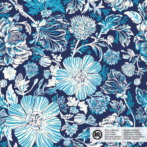 cotton poplin flowers navy