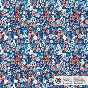 cotton poplin flowers navy