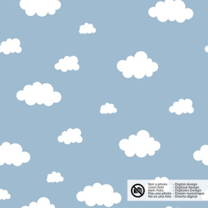 Flanel printed clouds baby blue