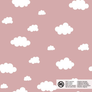 Flanel printed clouds old pink