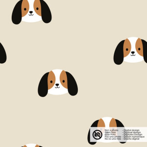 Flanel printed dogs beige