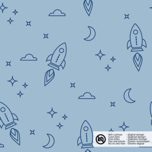 Flanel printed rockets baby blue