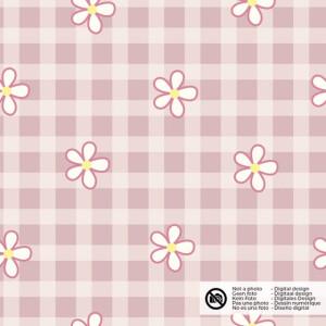 Flanel printed flowers light pink