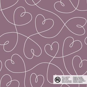 Flanel printed hearts mauve