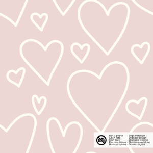 Flanel printed hearts light pink