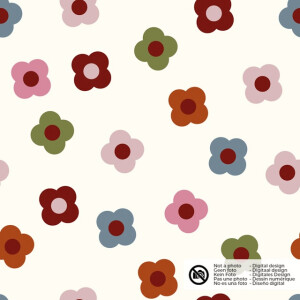 Coral fleece printed flowers offwhite