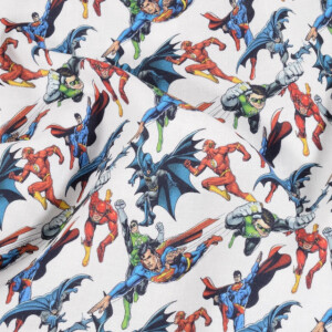 cotton poplin Justice League white