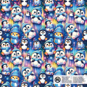 Softshell digital print penguins cobalt