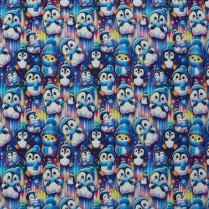 Softshell digital print penguins cobalt