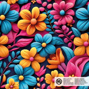 Softshell digital print flowers navy
