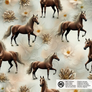 Softshell digital print horses beige