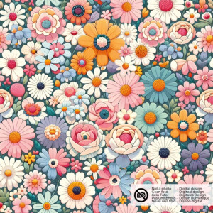 Softshell digital print flowers light pink