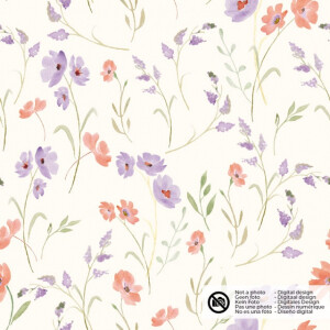 Rib jersey digital print flowers offwhite