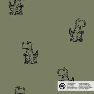 Cotton poplin dinos dark green