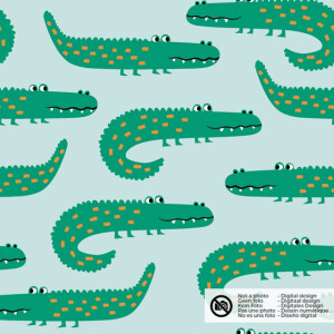 Cotton poplin crocodiles baby blue