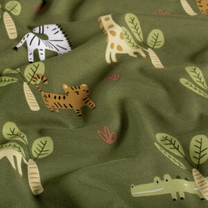 Cotton jersey animals green