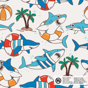 Cotton jersey sharks offwhite