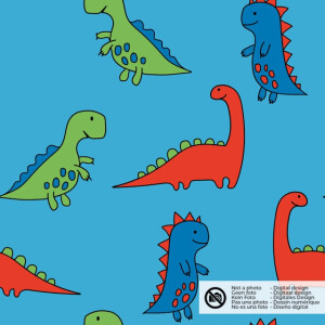 Cotton jersey dinos aqua