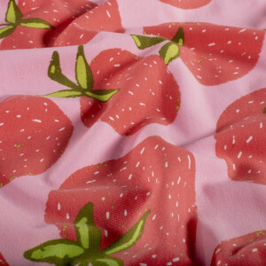 Cotton jersey strawberries pink