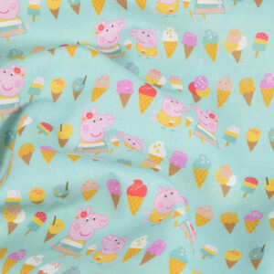 cotton poplin Peppa Pig with icecream mint