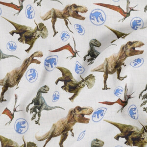cotton poplin Jurassic World dinos weiß