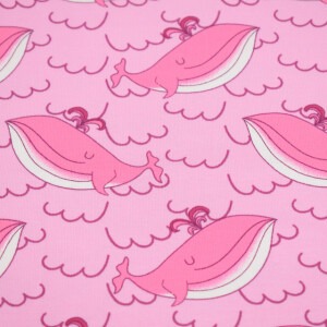 100x150 cm cotton jersey whales pink