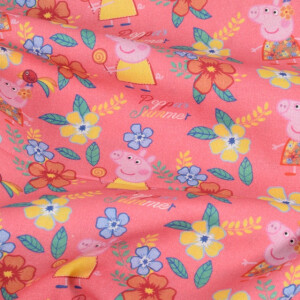 cotton poplin Peppa Pig flowers pink