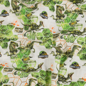 cotton poplin Jurassic Park dinos offwhite