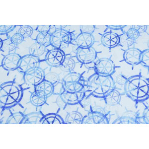 100x150 cm cotton jersey digital print steering wheels white/blue