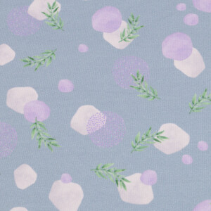 100x150 cm French Terry digital print lavender leaves grey blue Blooming Fabrics
