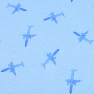 100x150 cm cotton jersey digital print airplanes light blue Blooming Fabrics