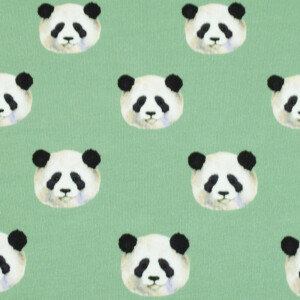 100x150 cm French Terry digital print panda old green Blooming Fabrics