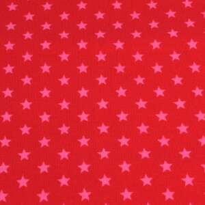 95x150 cm cotton jersey stars red/pink