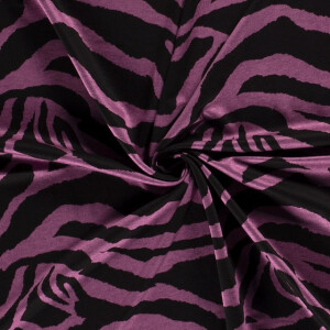 Jersey fabric discharge printed animals purple