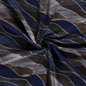 Jersey fabric discharge printed abstract petrol