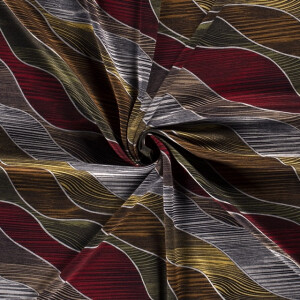 Jersey fabric discharge printed abstract olive green