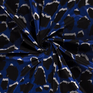 Jersey fabric discharge printed panther cobalt
